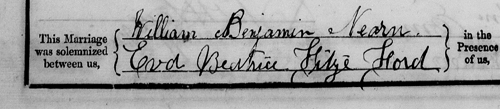Signatures on 1882 marriage certiﬁcate
